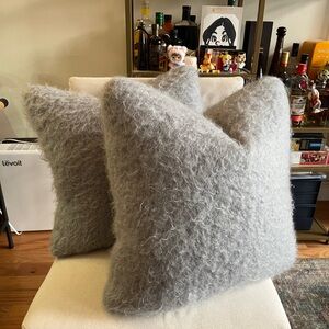 Jonathan Adler Soft Gray Mohair Cushion
